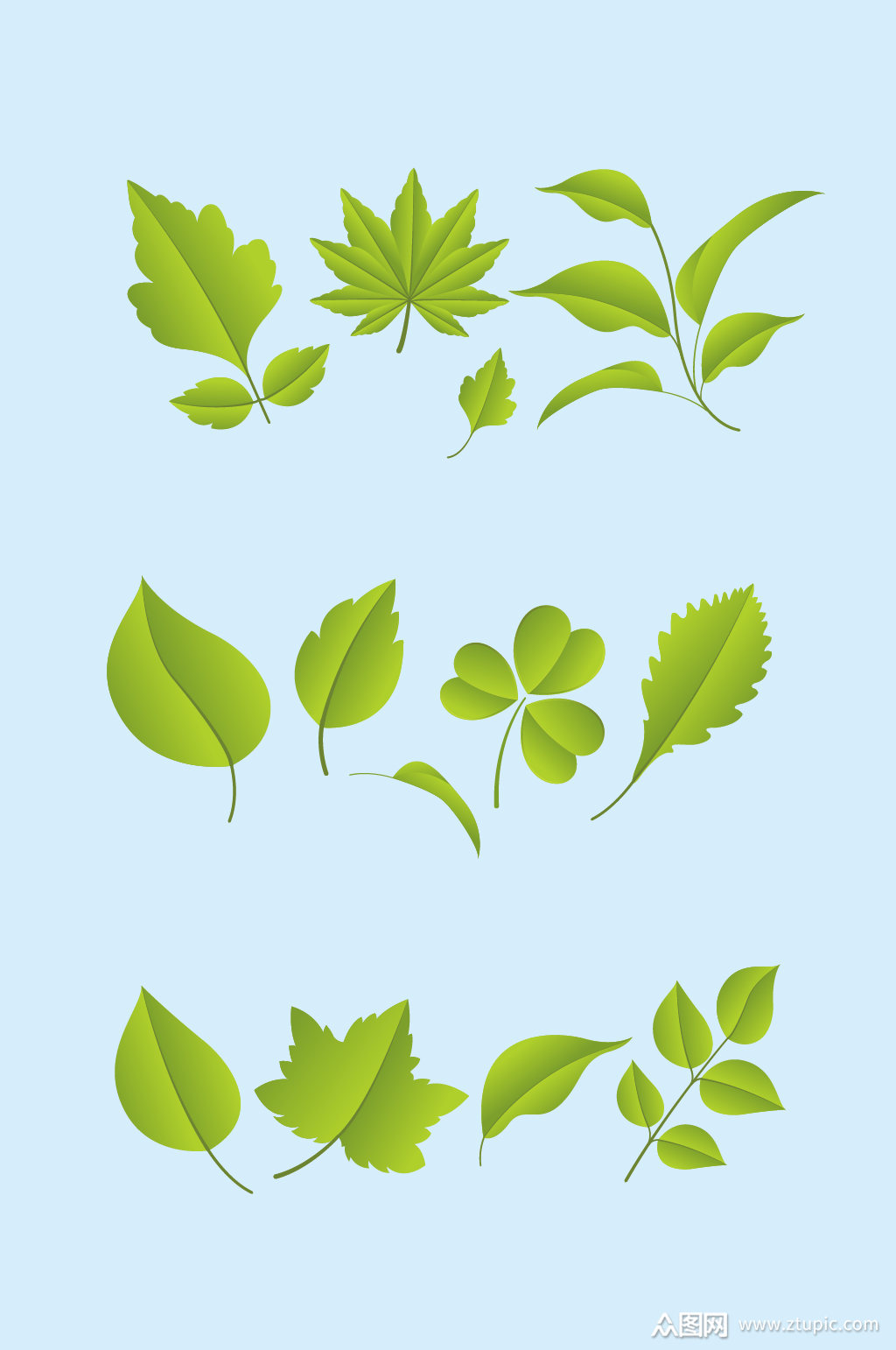 绿色矢量叶子树叶素材