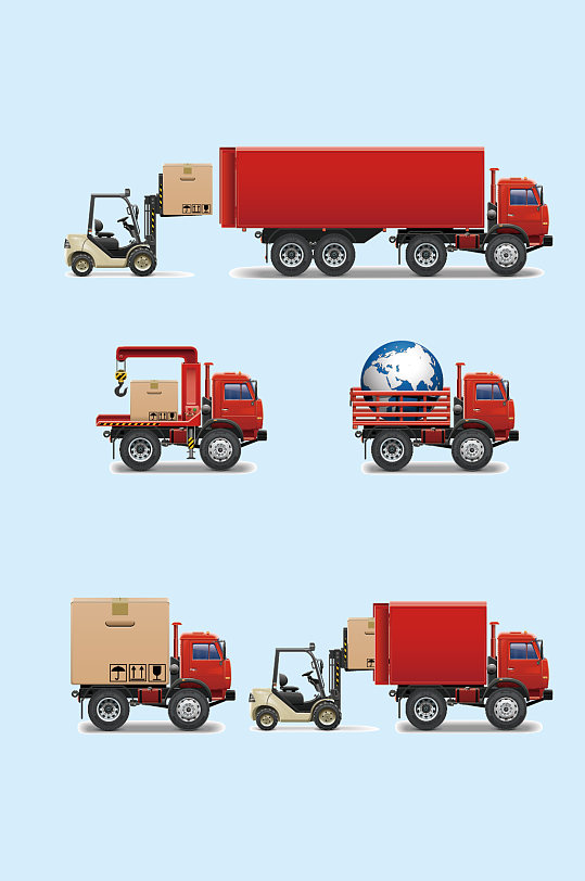 扁平化快递运输车矢量素材