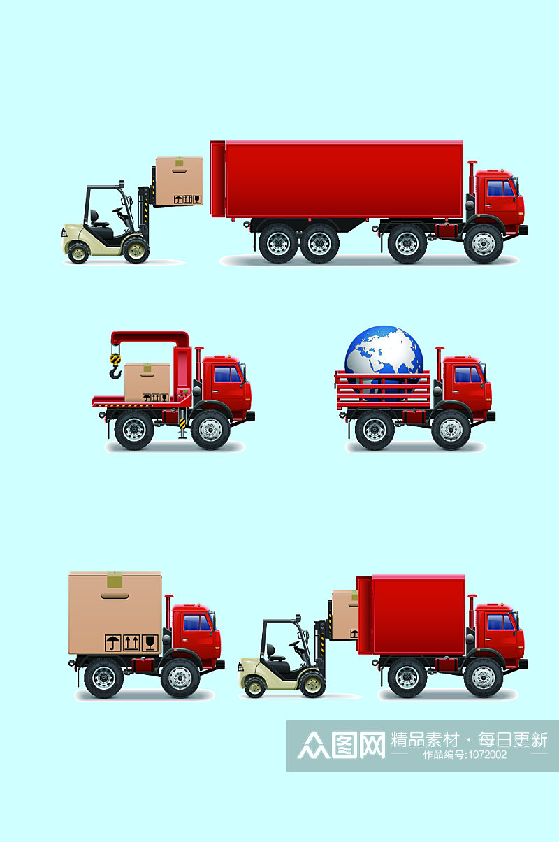 矢量物流运送运输车辆素材