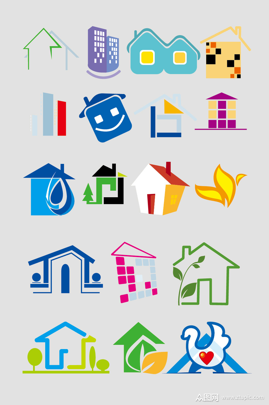 矢量房子建筑标识标志