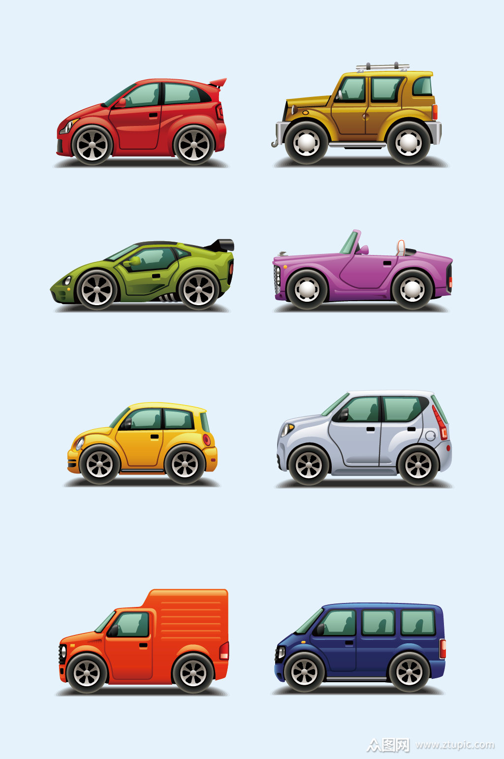 卡通小汽车矢量儿童玩具