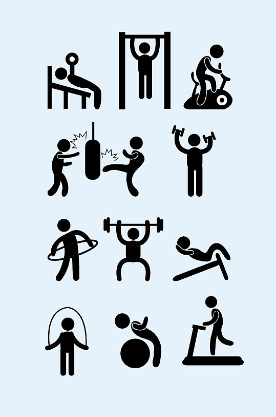 矢量运动人物剪影-众图网