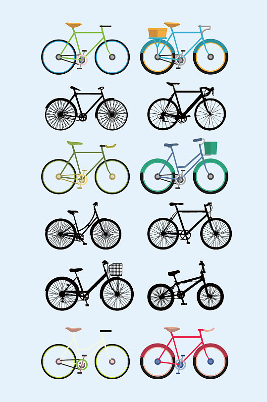 矢量手绘交通工具自行车