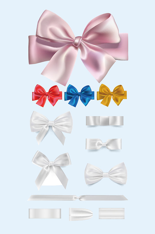 矢量彩色白色蝴蝶结