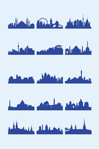 欧式矢量城市建筑剪影
