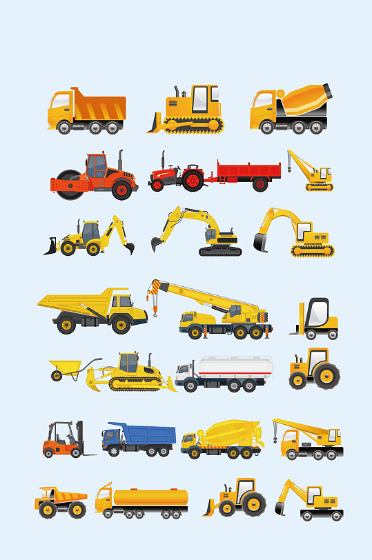 ai矢量工程车运输车