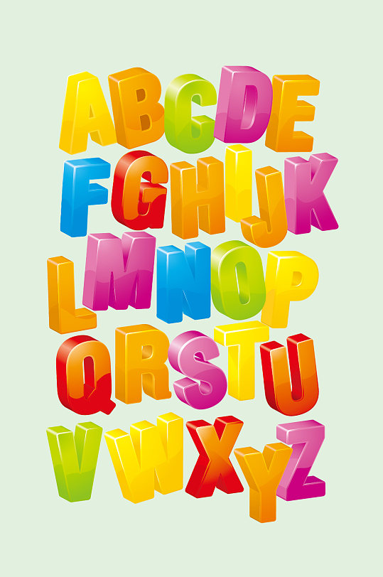 矢量絢麗大寫3D英文字母