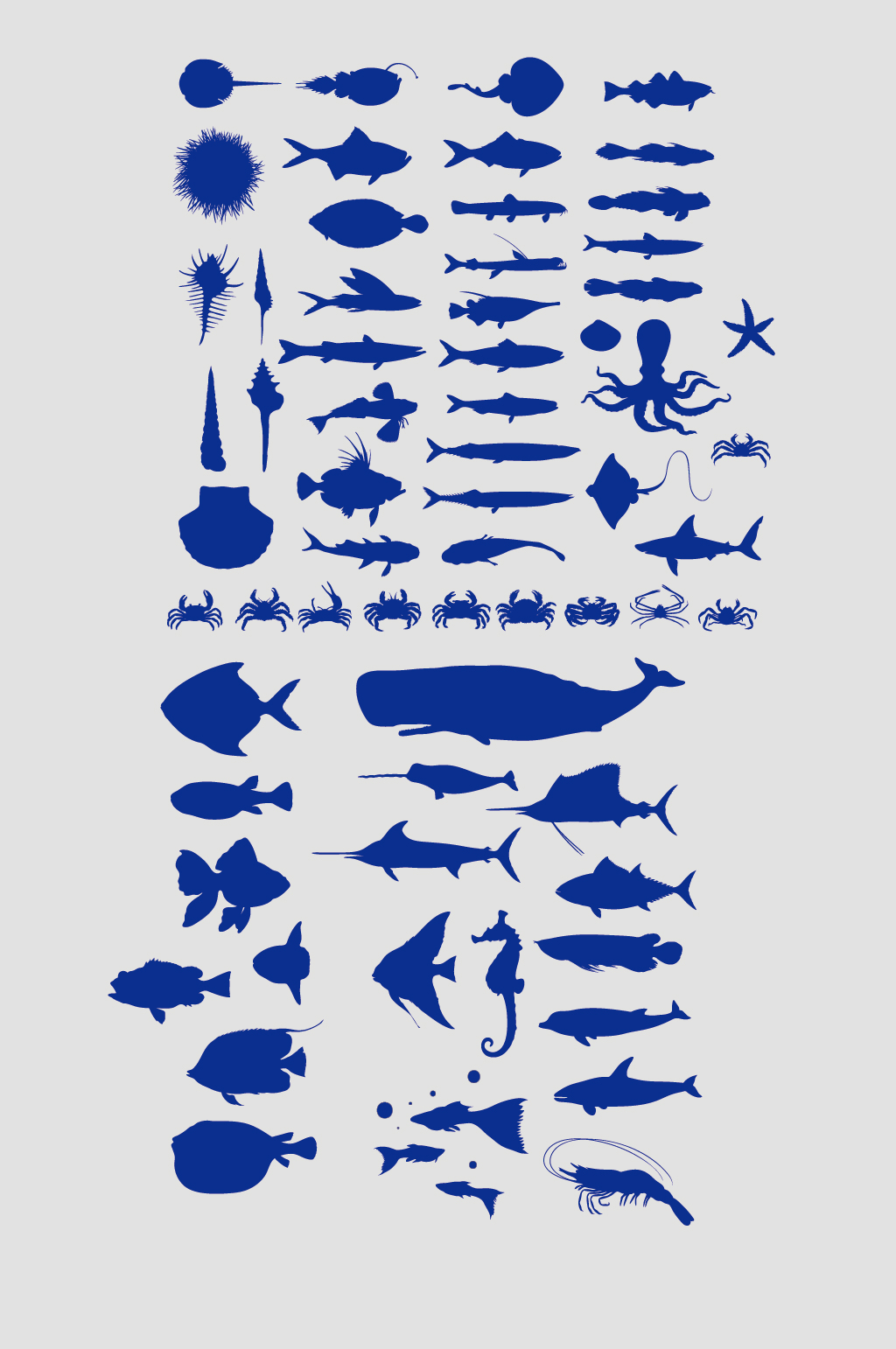 海底生物矢量剪影