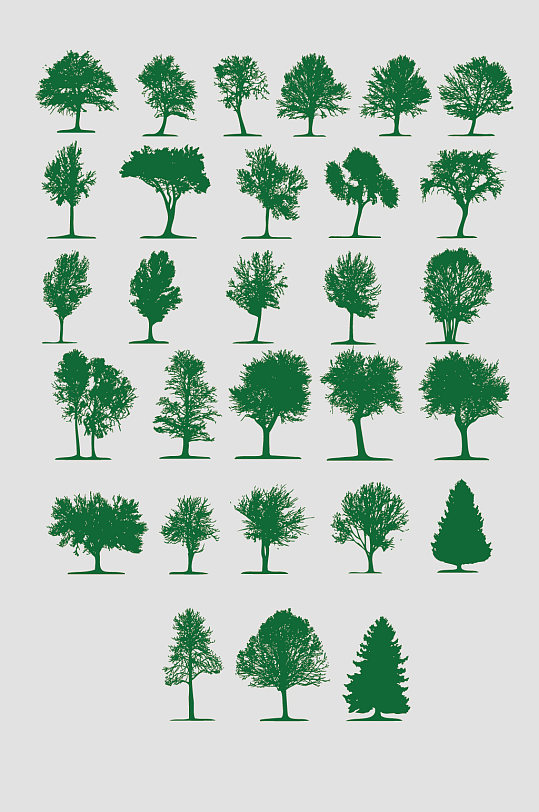 矢量树木树AI剪影 大树矢量图