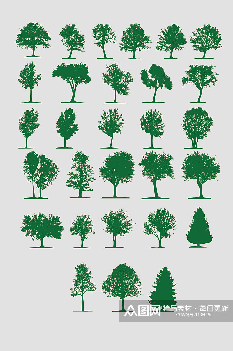 矢量树木树AI剪影 大树矢量图素材
