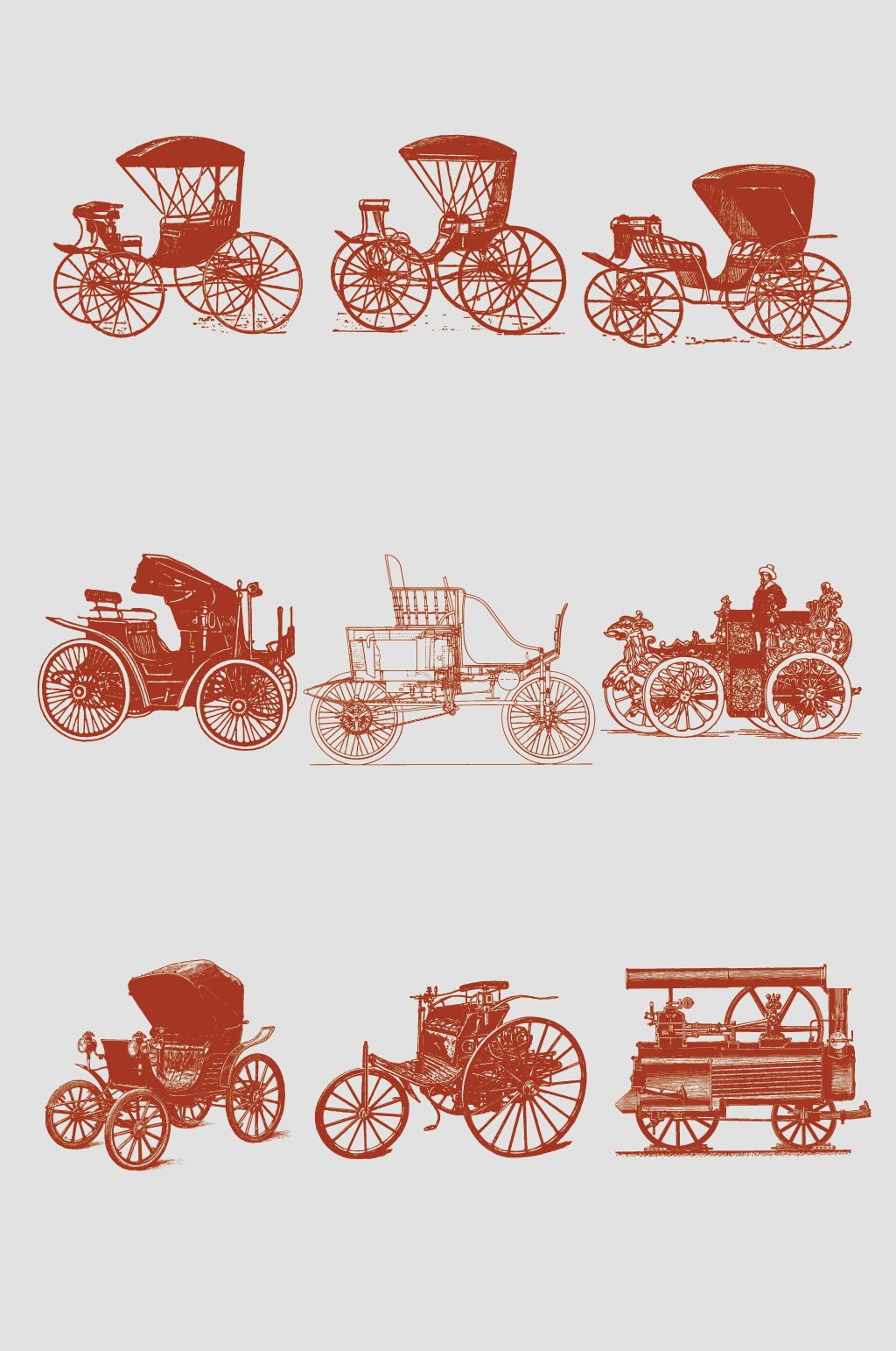 欧洲矢量古董老式马车汽车场景:全部设计元素1个作品