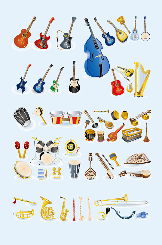 AI矢量各种类乐器