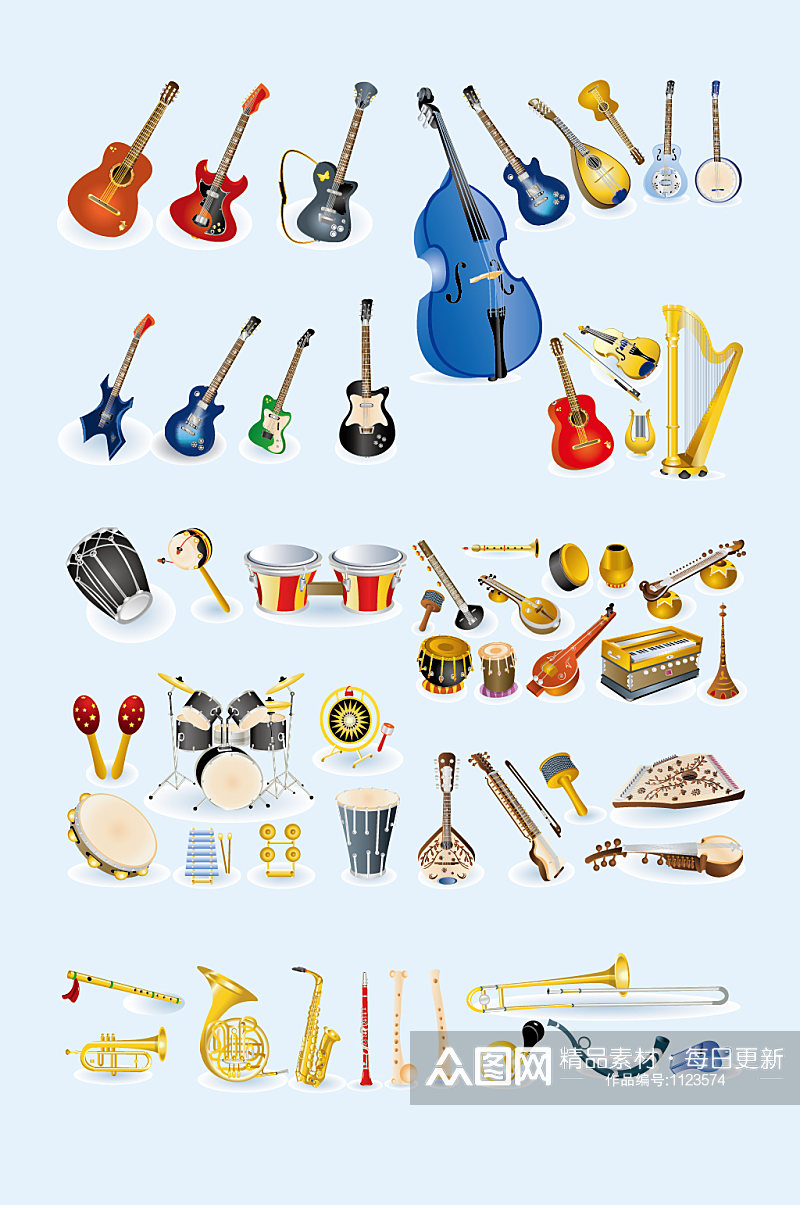AI矢量各种类乐器素材