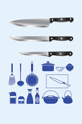 矢量厨房用品刀具