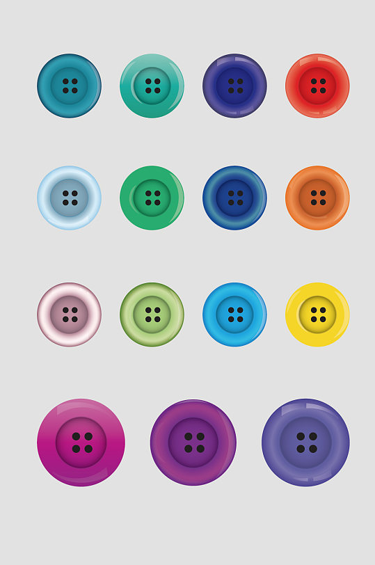 矢量彩色简约纽扣