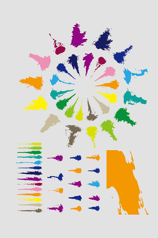 矢量彩色液体油墨喷溅