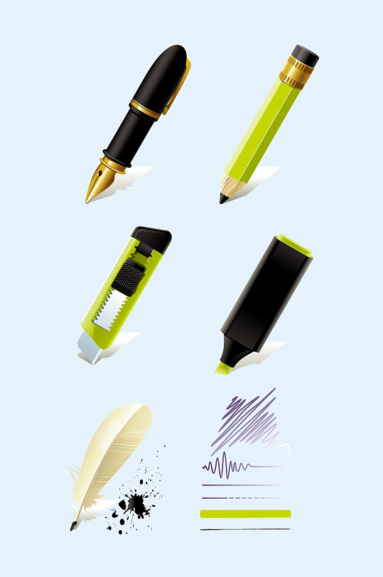 矢量书写工具铅笔钢笔