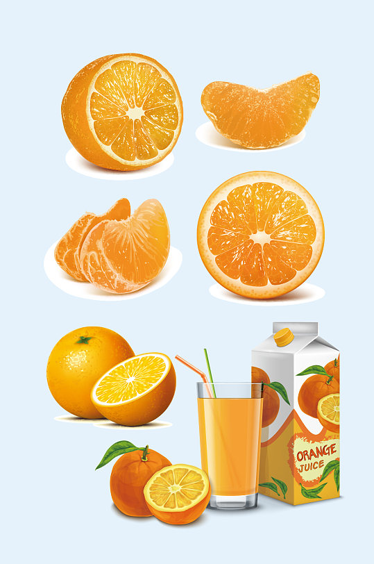 AI矢量橙子脐橙橙汁