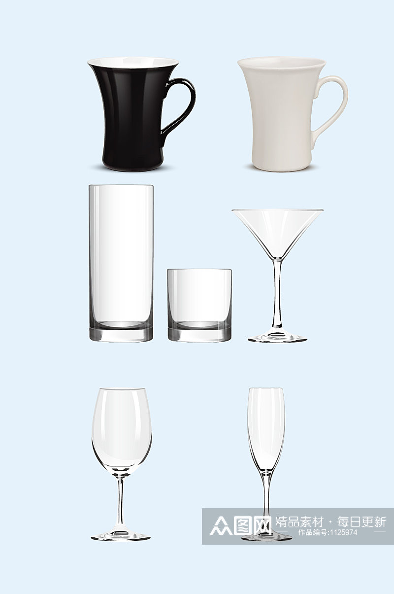 矢量杯子透明杯子马克杯素材