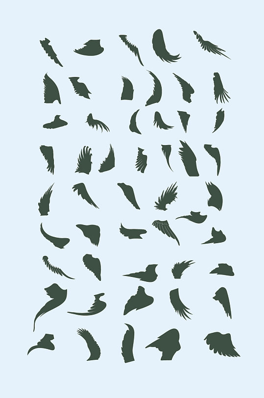 矢量各式鸟类翅膀-众图网