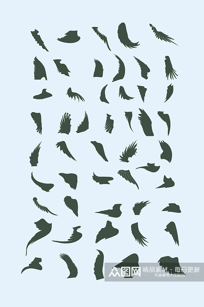 矢量各式鸟类翅膀素材