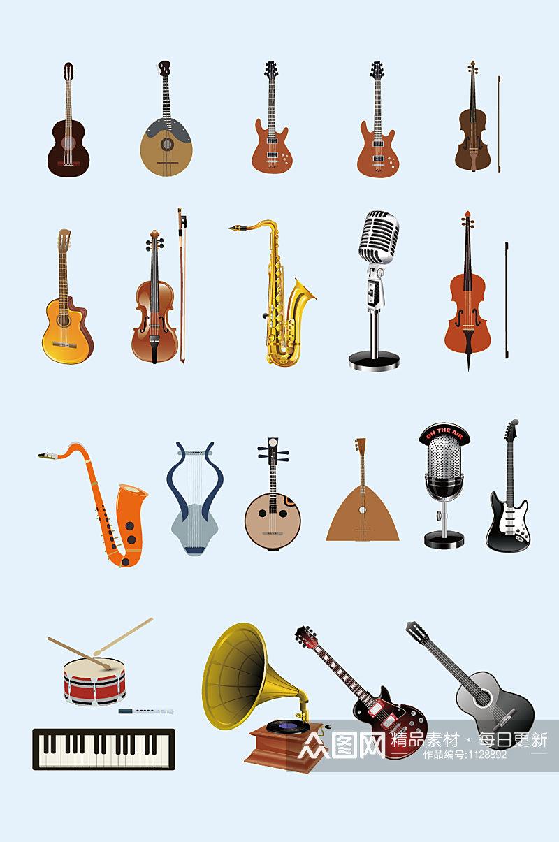 AI矢量乐器音乐器材素材