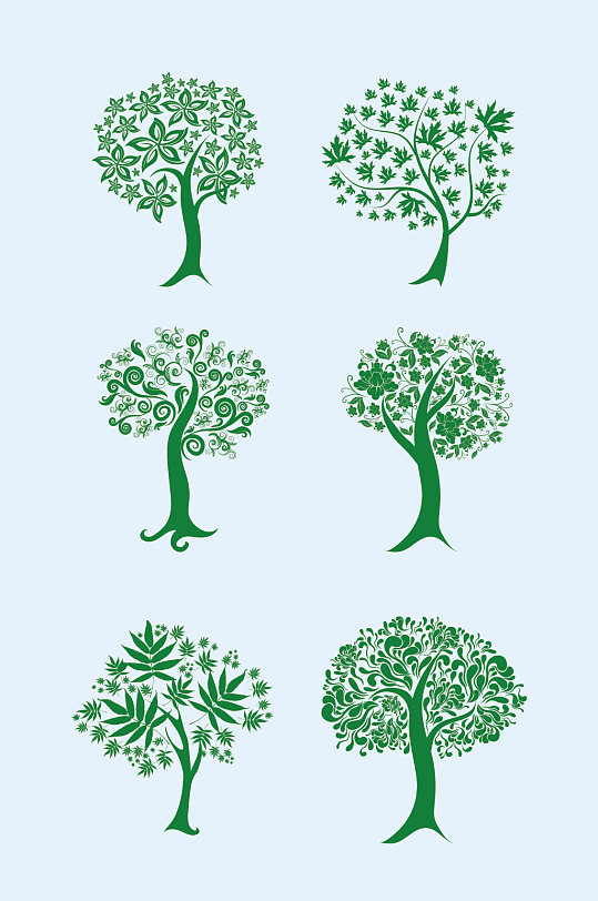 矢量简约绿色树大树矢量图