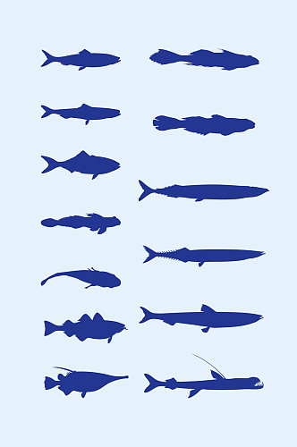 矢量海底海洋鲸鱼剪影