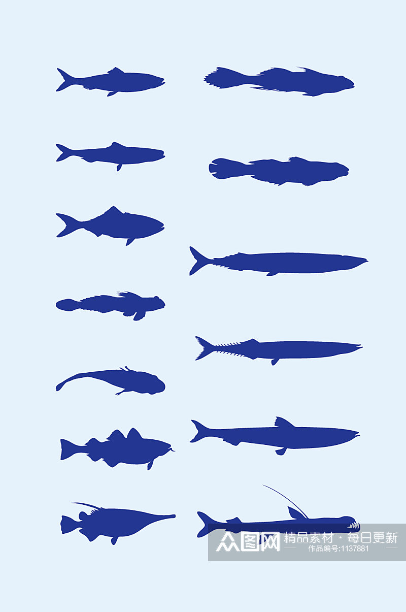矢量海底海洋鲸鱼剪影素材