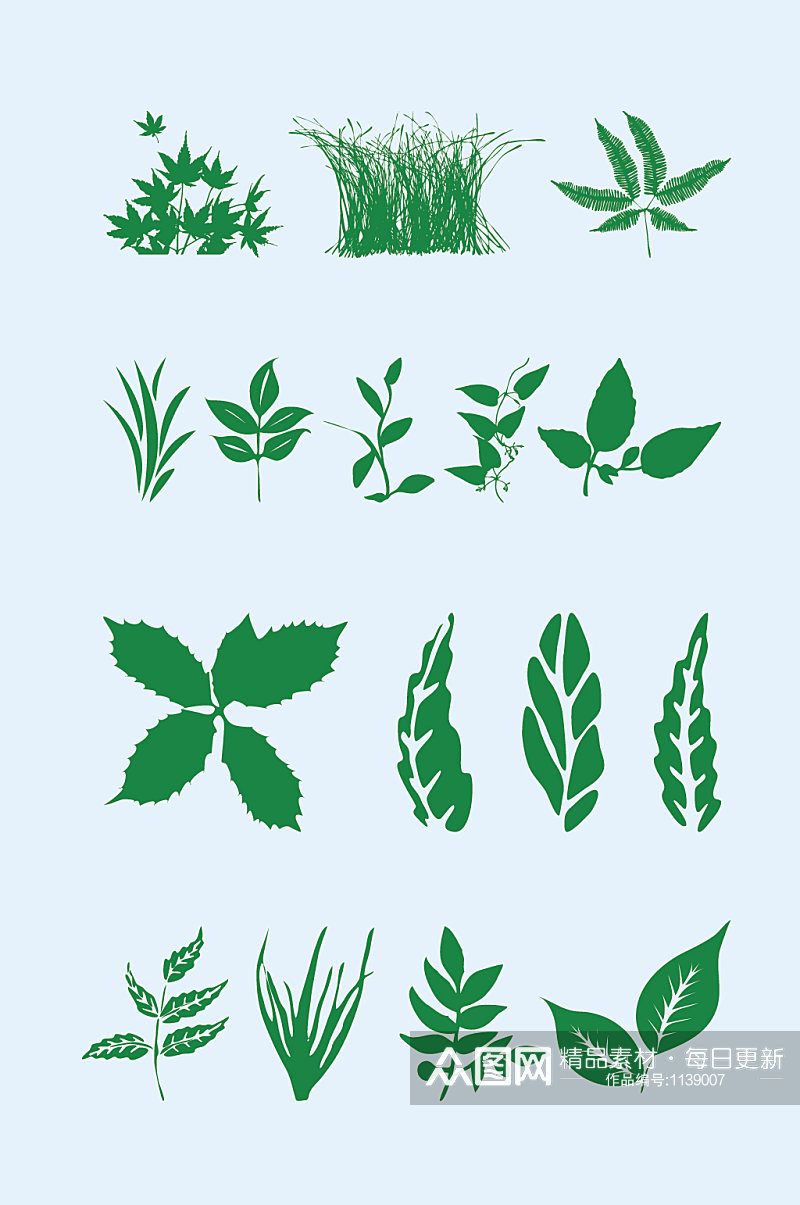 矢量绿色植物树叶叶子素材