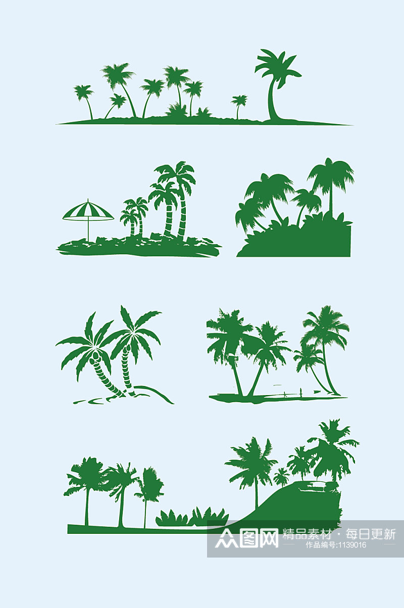 AI矢量椰子树棕树素材