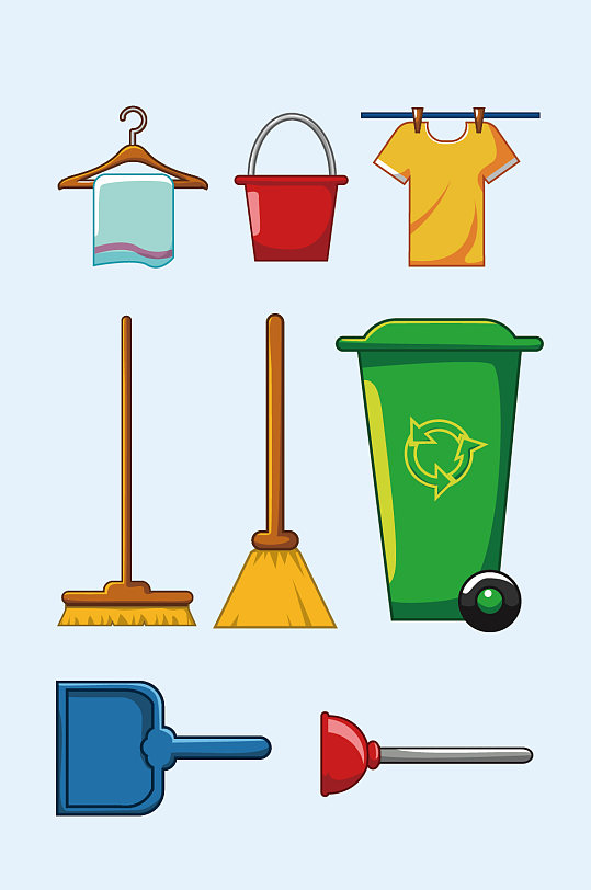 ai矢量打扫卫生工具