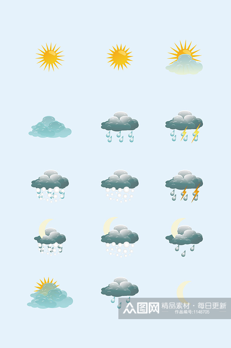 AI矢量天气预报天气图标素材