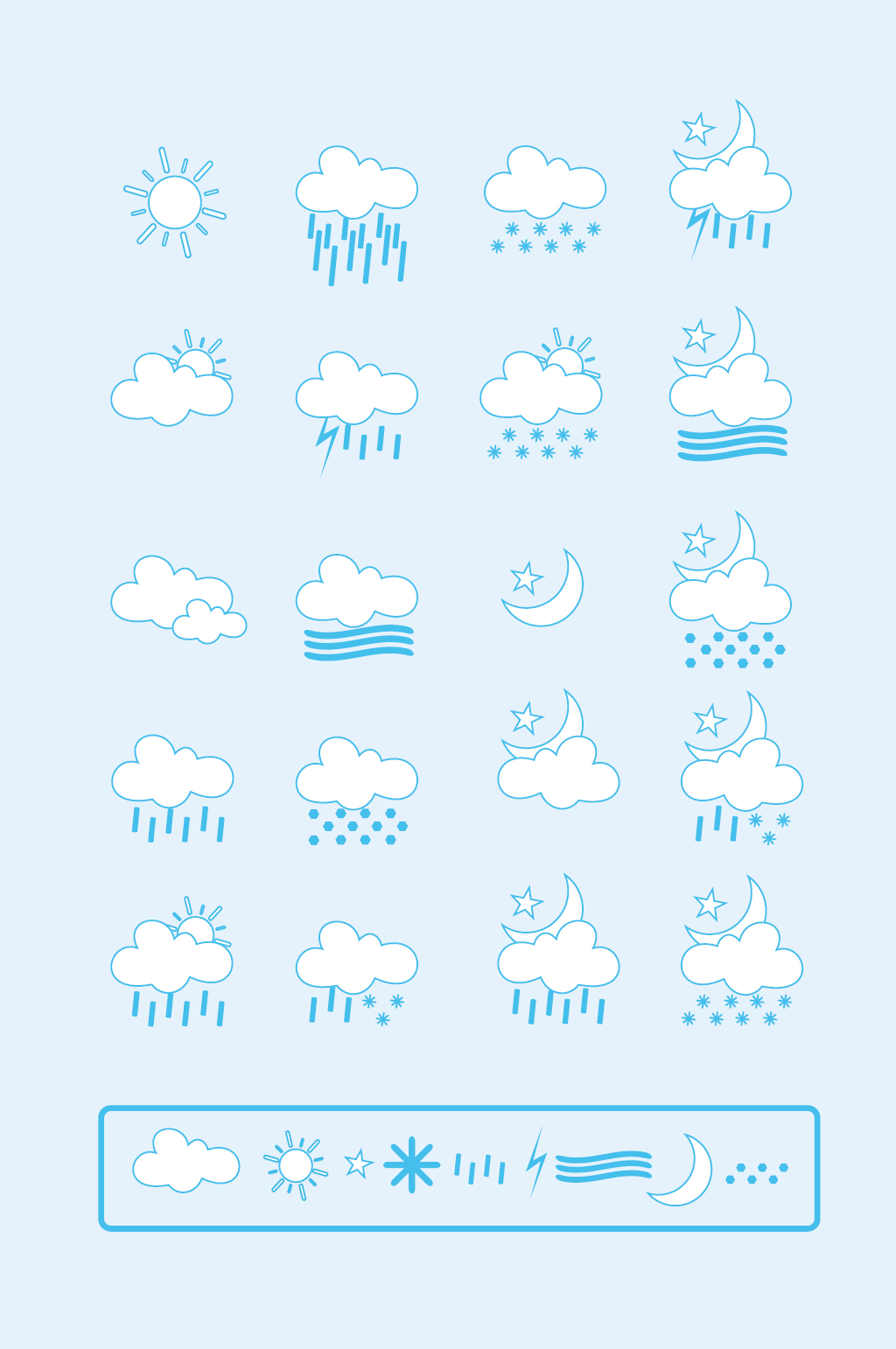 矢量天氣天氣預(yù)報(bào)圖標(biāo)素材
