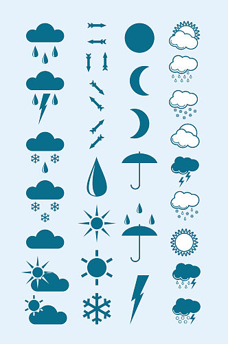 AI矢量天气预报天气元素