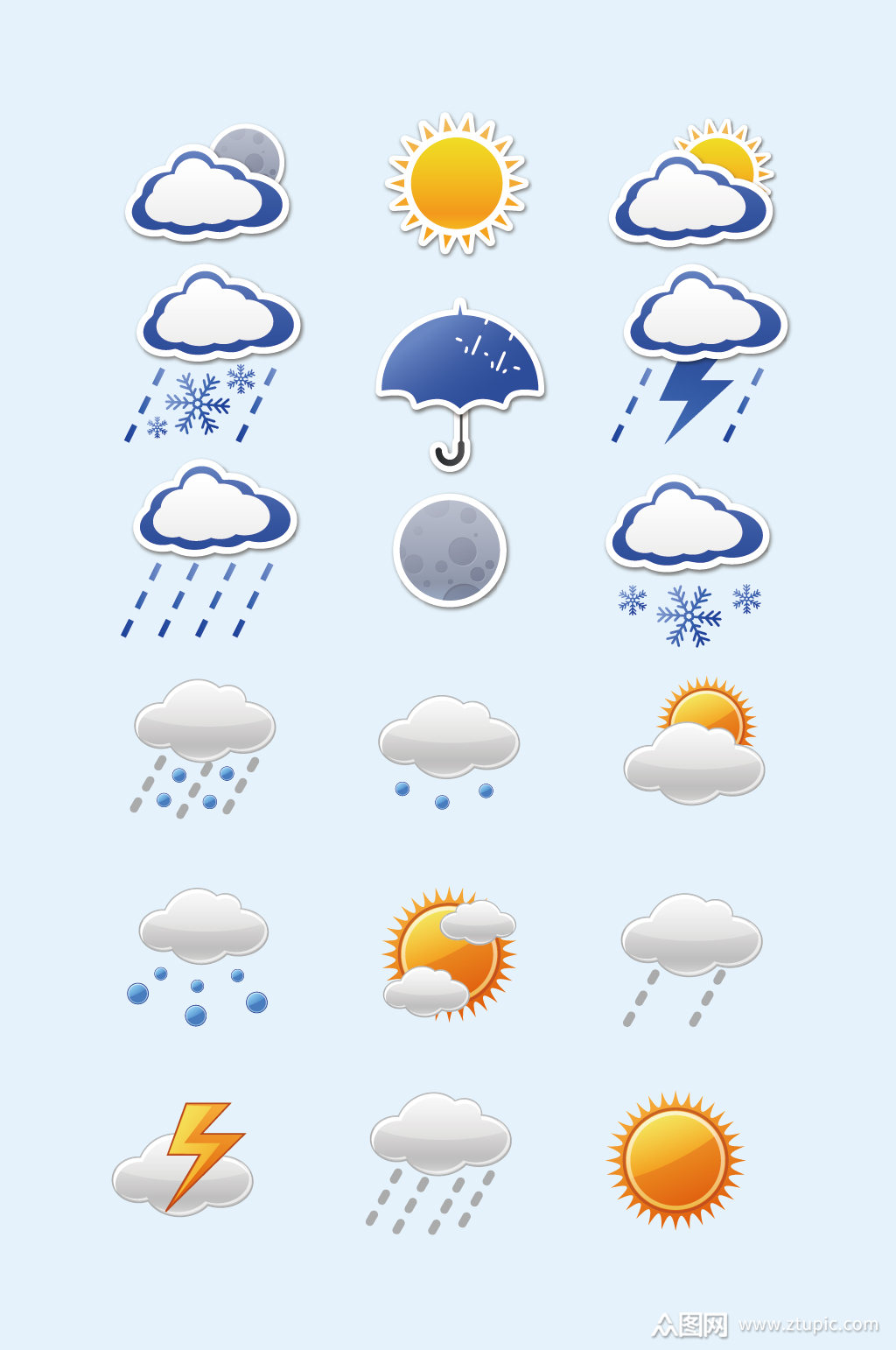 矢量ai天气预报天气图标