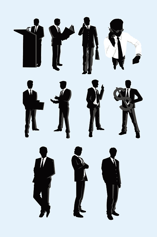 矢量商务人士上班人员剪影