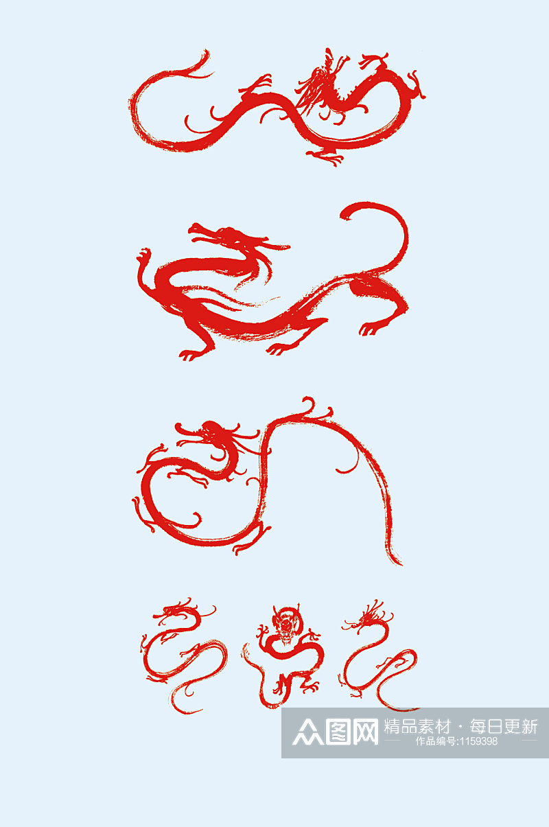 矢量手绘中国传统元素龙素材