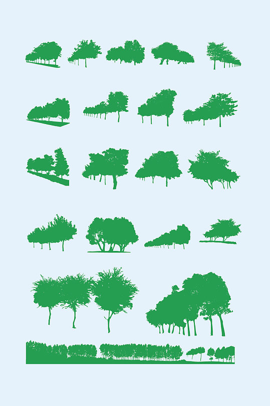 AI矢量树木树林树元素 大树矢量图