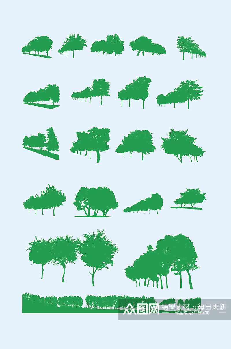 AI矢量树木树林树元素 大树矢量图素材