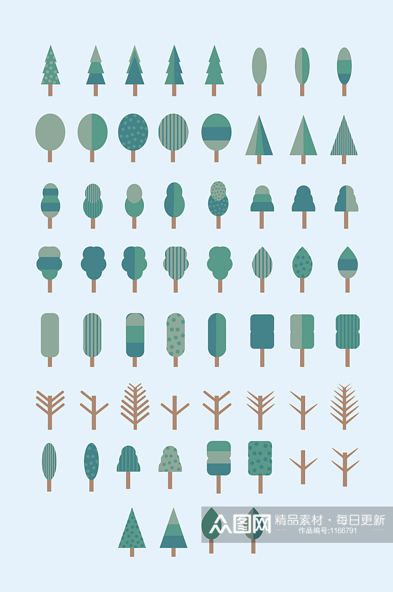 AI矢量树林树木树元素素材