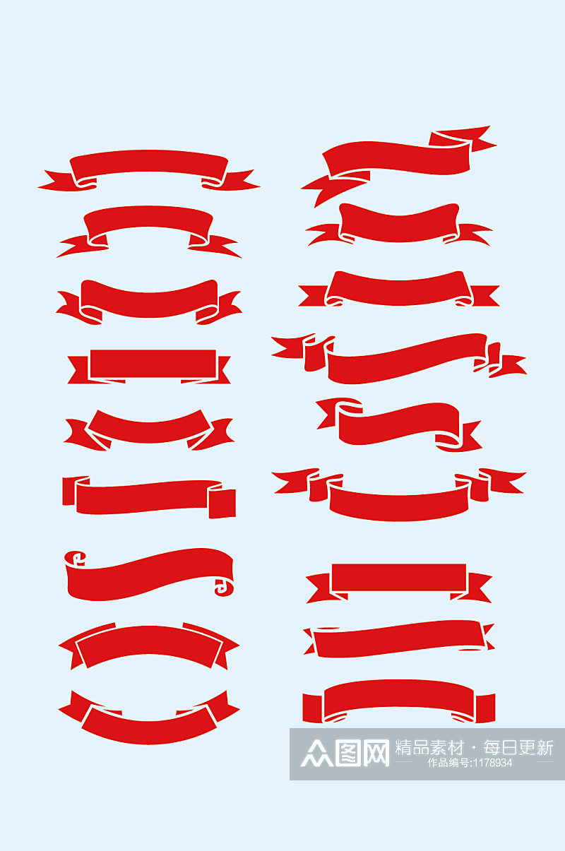 红色矢量飘带标题框素材