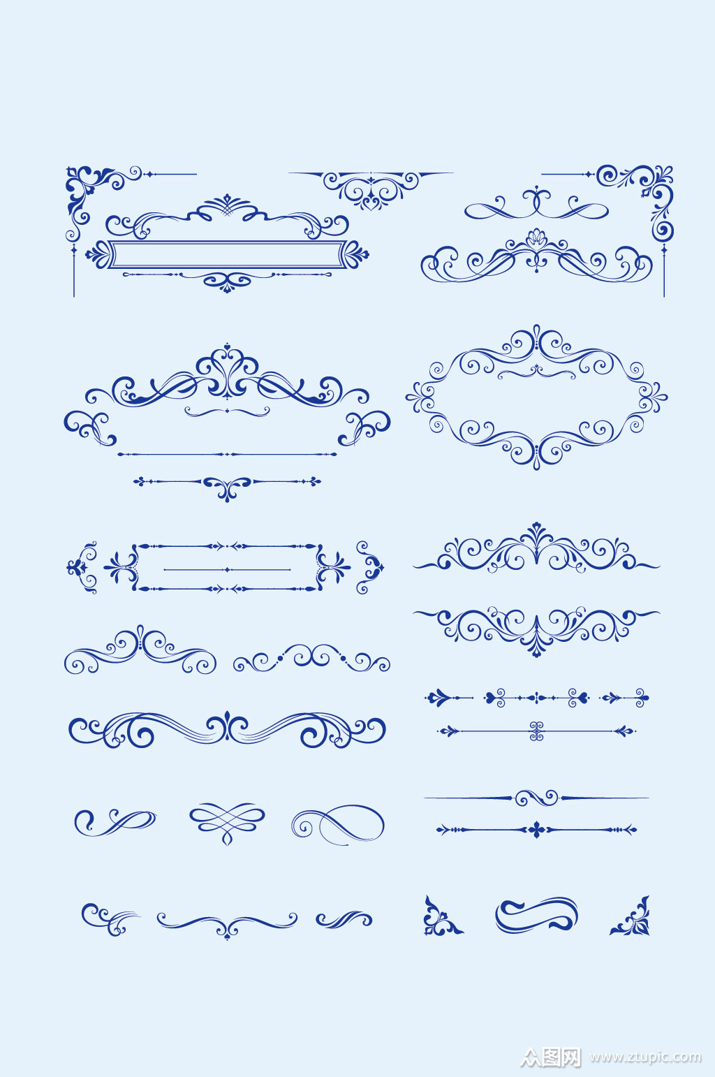 矢量欧式花纹边框素材