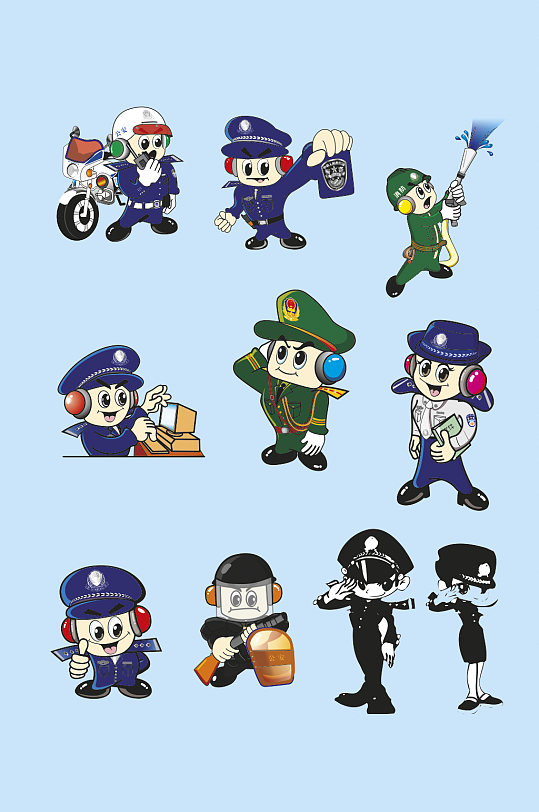 CDR矢量人民警察警官元素