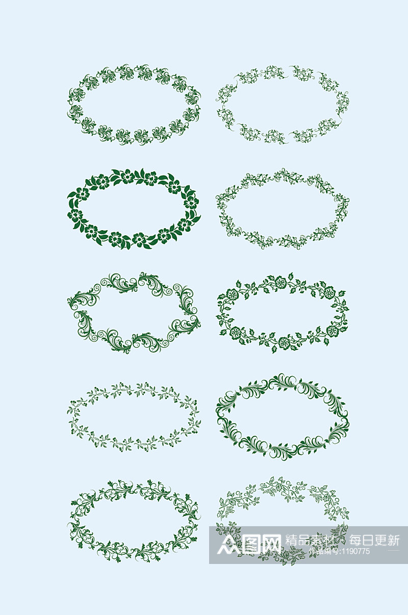 绿色矢量叶子树叶边框素材