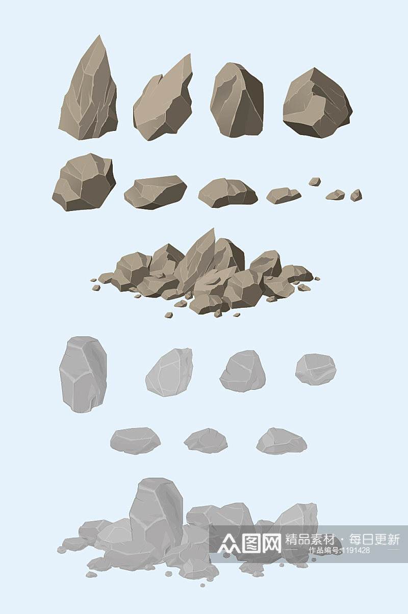 矢量石块石头土块素材