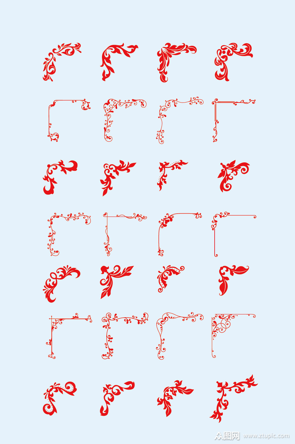 中式矢量角花对角花素材