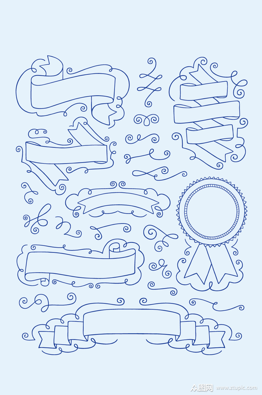 矢量线条花纹边框