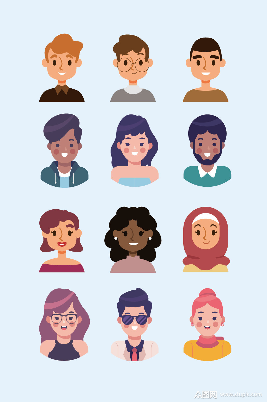 矢量卡通人物头像模板下载-编号1207271-众图网