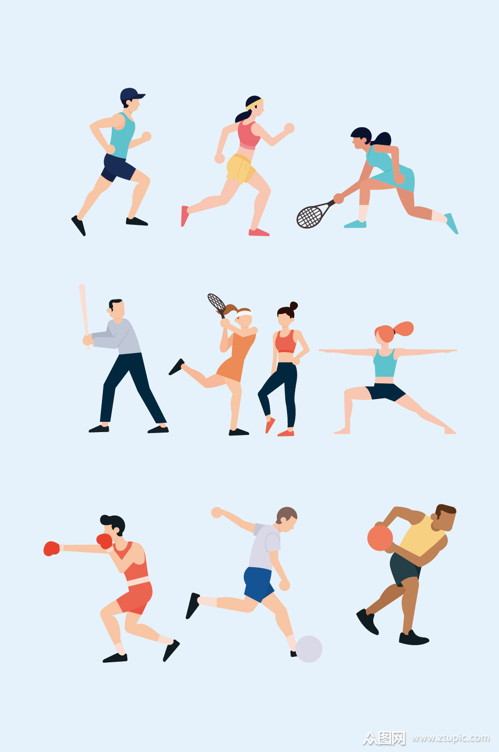 矢量卡通运动人物模板下载-编号1207272-众图网